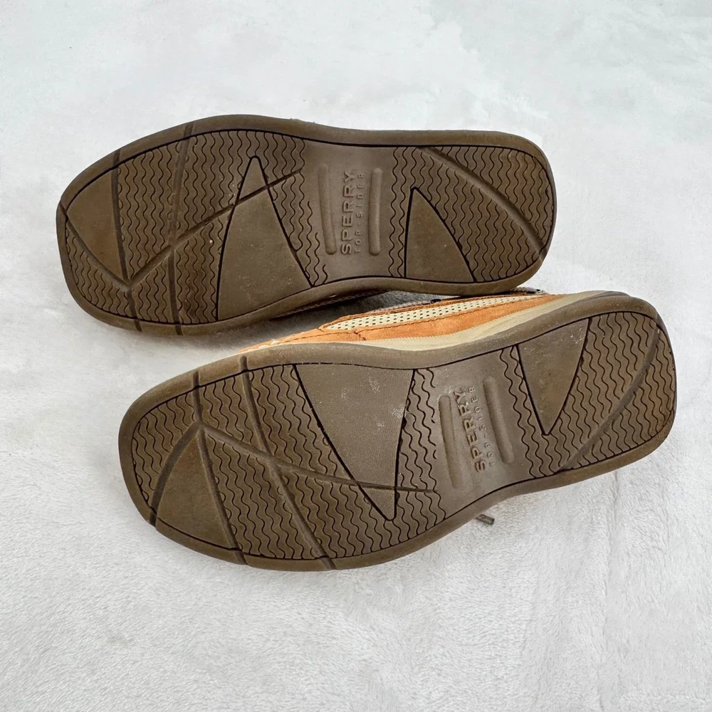 Sperry Top-Sider Lanyard Boat Shoes Boys Sz 13 Tan Tie Leather Moccasin Loafers